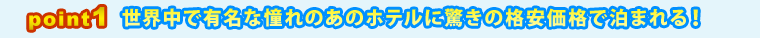 Point1�@���E���ŗL���ȓ���̂��̃z�e���ɋ����̊i�����i�Ŕ��܂��I