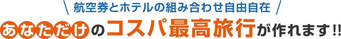 航空券とホテルの組み合わせ自由自在 あなただけのコスパ最高旅行が作れます